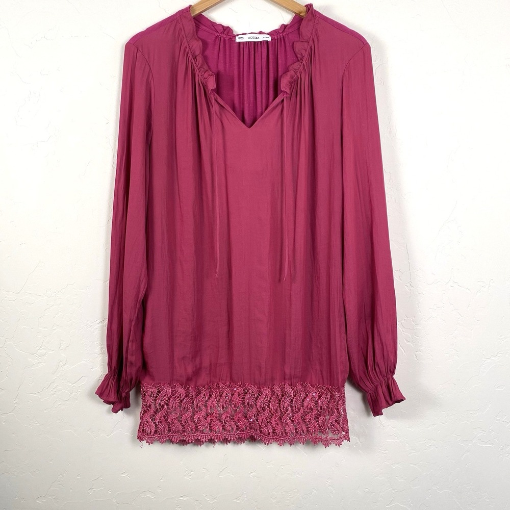 ACOS & A Top Women's Size XLarge Pink Peasant Blouse Boho‎